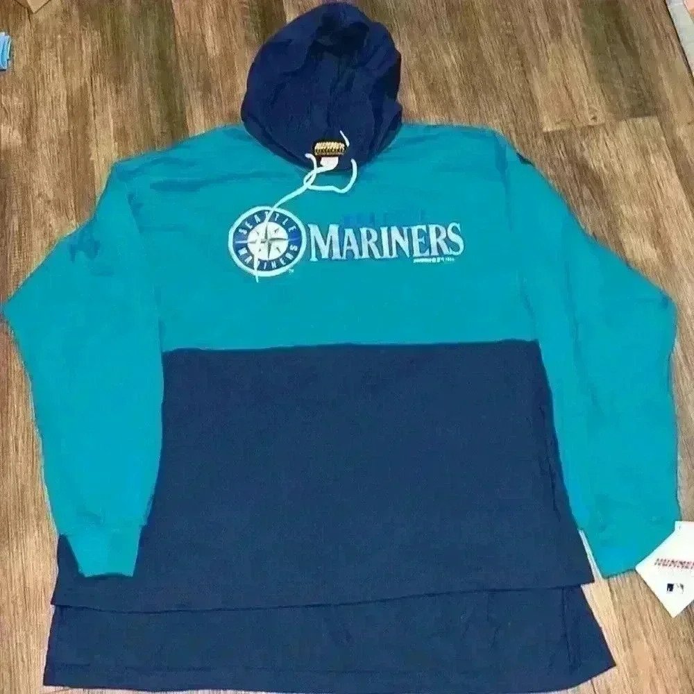 Vintage Hummer Sportswear 93 Seattle‎ Mariners Hooded Shirt sz XL NWT